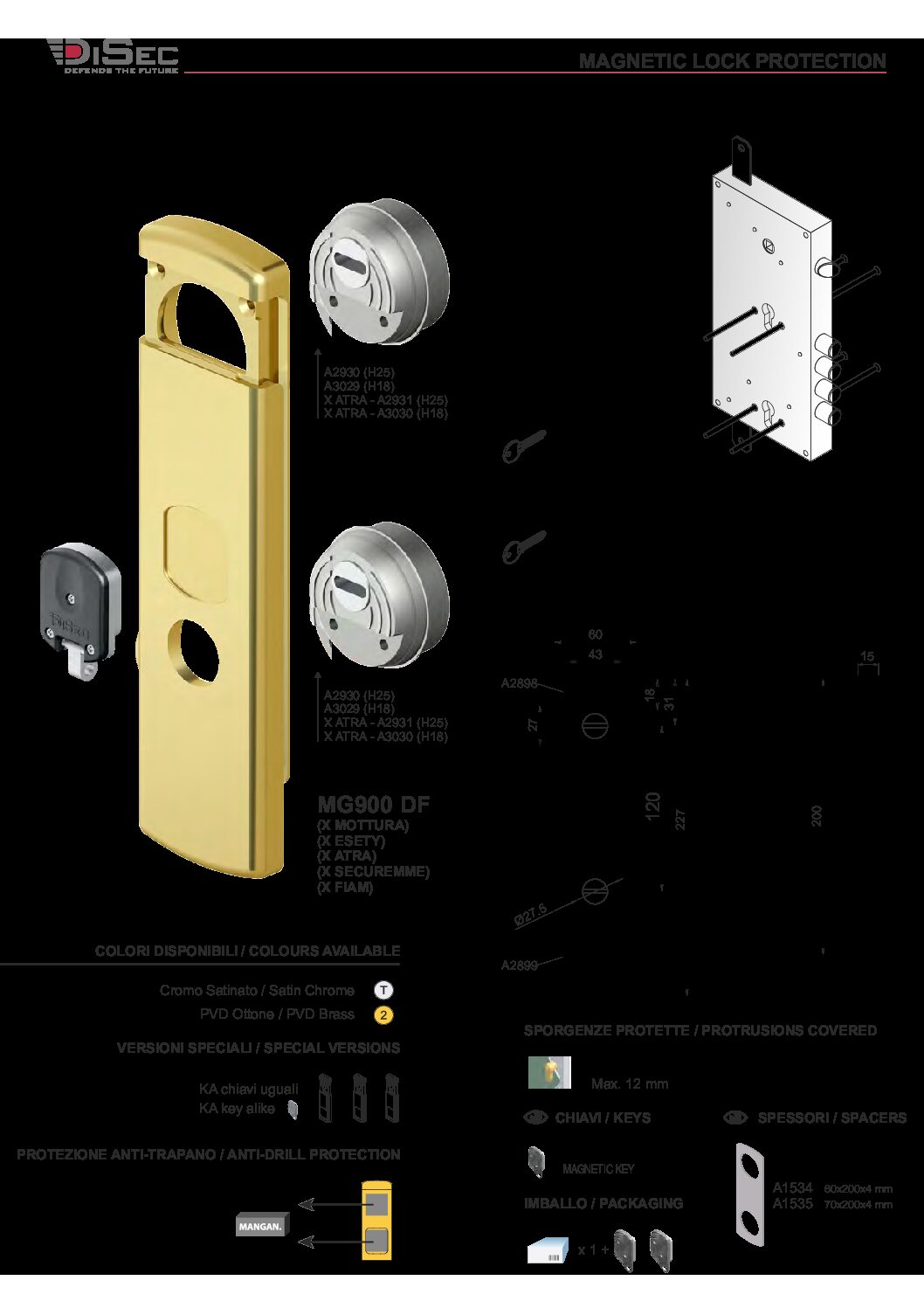 Chius.magn.PVD 2 PE i.38 mm.60x200 Disec - immagine 2